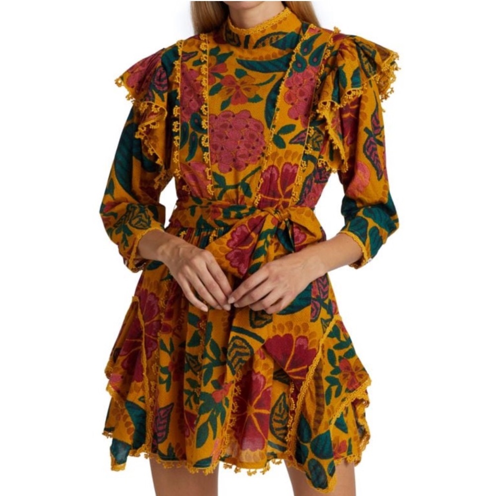 NWT FARM Rio Cotton Ruffle Mini Dress Size S